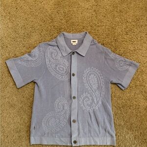 Obey Men’s Light Blue Paisley Button Down Shirt